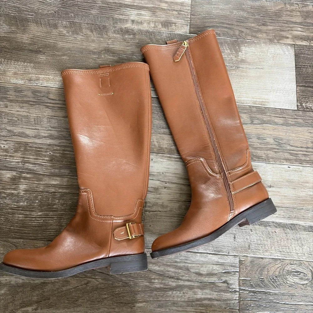 Franco Sarto Merina Knee High Boots Women's Size 6 Brown Stretch Riding
